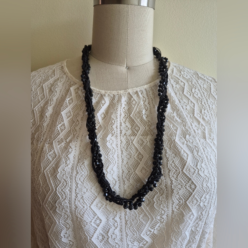 Elegant Black Beaded Necklace